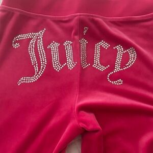 Brand New Juicy Couture Fuchsia Velour Pants with Rhinestones